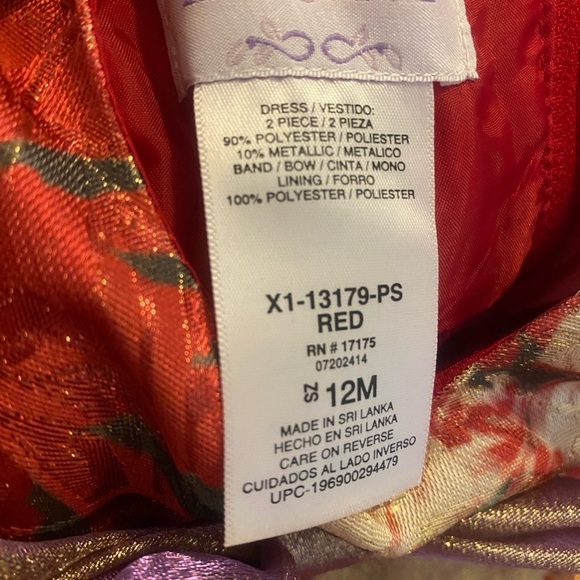 Party Holiday Dress Red Gold Shimmer Green New Size 12 months - Picture 8 of 12